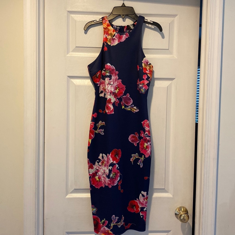 AX Paris navy floral bodycon midi dress